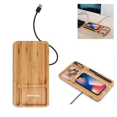 Bamboo Wireless Charger & Organizer