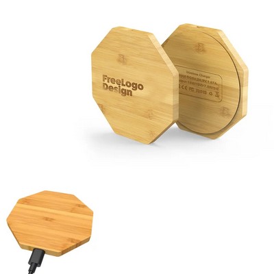 10W Hexagon Bamboo Wireless Charger
