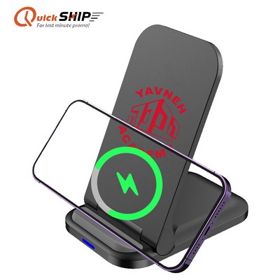 Peoria 15W Foldable Wireless Charger with Custom Imprint