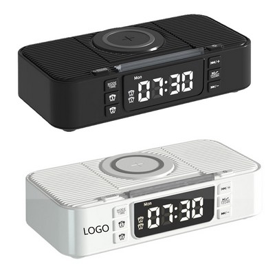 Wireless Charging Bluetooth Speaker Ambient Night Light with Dual Speakers & Loud Alarm Clock