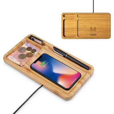 Bamboo Wireless Charger Tray