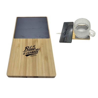 Bamboo Mug Warmer with Wireless Charger