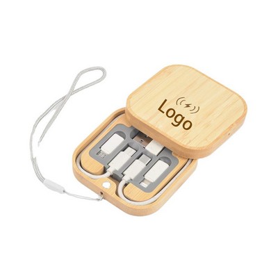 60W Bamboo Wheat Straw Cable Organizer 15W Wireless Charger