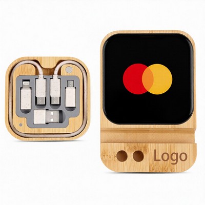 Bamboo Wireless Charger with Glowing Mirror