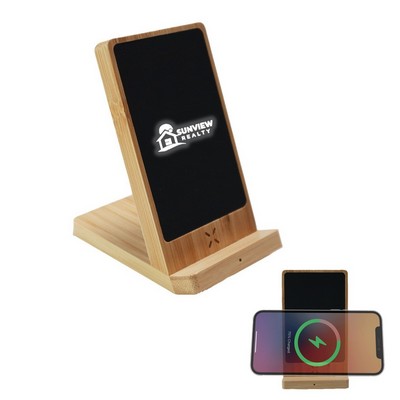 10W Bamboo Desktop Stand Wireless Charger
