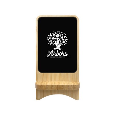 1 Color Light Up 15W Bamboo Detachable Light Up Logo Wireless Charger Stand